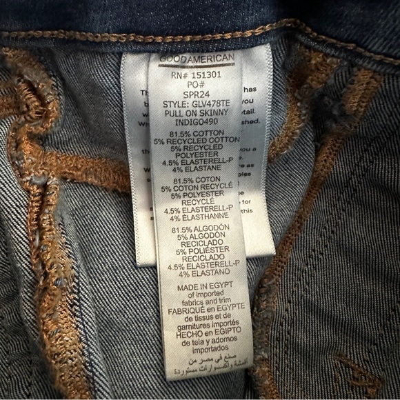 Good American Power Stretch Pull On Skinny Jeans Womens Size‎ Small Indigo Blue - Picture 7 of 7